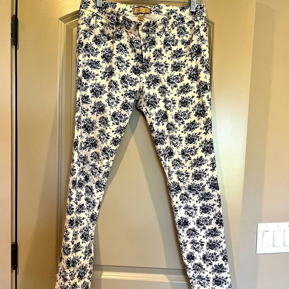 PAIGE jeans peg skinny floral cream/blue size 30